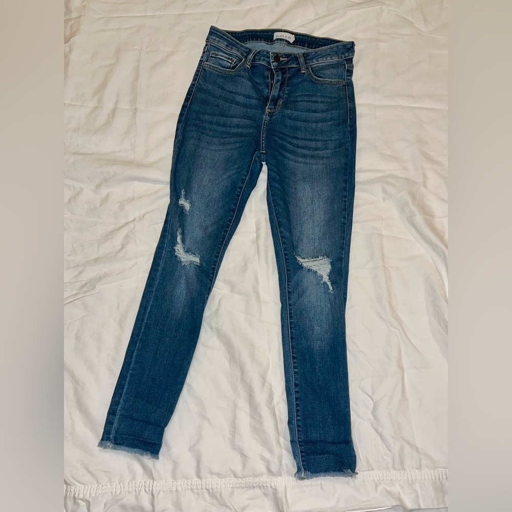 Cello Dark Blue Distressed Skinny Jeans